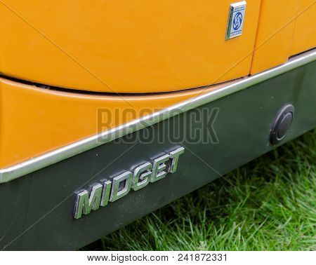 Anglesey, Uk: Feb 20, 2018: Detail View Of Mg Midget On Display At The Anglesey Vintage Rally