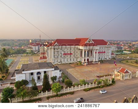 Patuxai Is A War Monument In The Centre Of Vientiane, Laos, Built In 1957. The Patuxai Was Dedicated