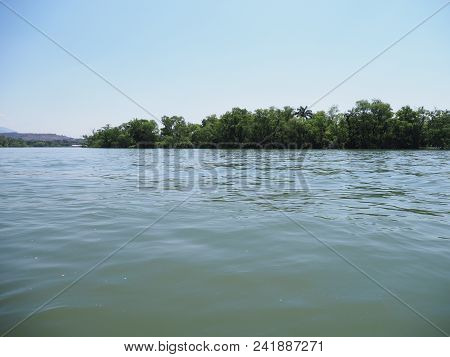 Peaceful Panorama Of Banks Of Grijalva River Landscapes At Sumidero Canyon Of Chiapas State In Mexic