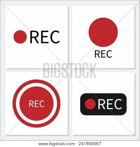 Record Flat Icon Set Vector Design Template