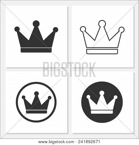 Crown Flat Icon Set Vector Design Template