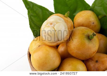 Rambeh Tropical Fruit With Leaf Isolated On White Background