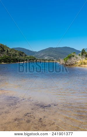 Tidal River, Australia - January 28, 2018: The Brackish Waters Of Tidal River Run Into The Sea At Ti
