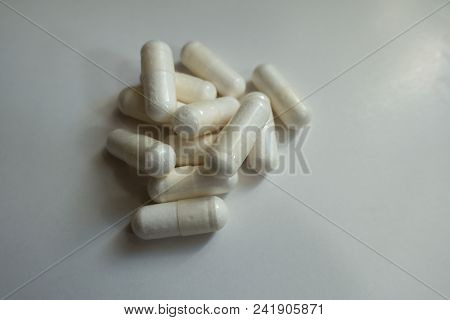 Capsules Of Magnesium Citrate In A Heap
