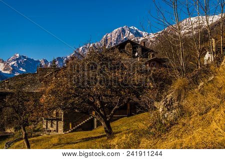 Autumn Landscape In The Italian Alps In Val Aosta
