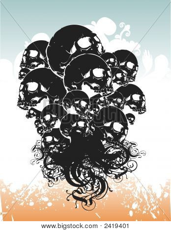 Steigende Skulls Grunge Illustration