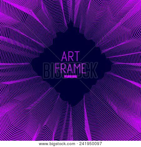 Abstract Linear Textured Vector Art Background For Design, Psycho Hypnotic Futuristic 3d Space Insid