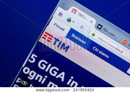 Ryazan, Russia - May 20, 2018: Homepage Of Tim Website On The Display Of Pc, Url - Tim.it