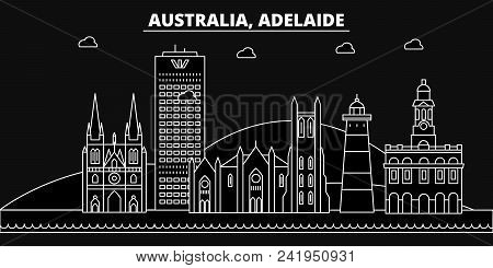 Adelaide Silhouette Skyline. Australia - Adelaide Vector City, Australian Linear Architecture, Build