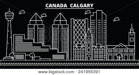 Calgary Silhouette Skyline. Canada - Calgary Vector City, Canadian Linear Architecture, Buildings. C