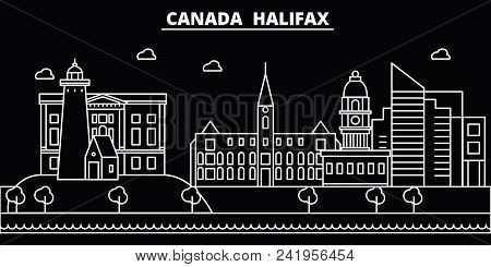 Halifax Silhouette Skyline. Canada - Halifax Vector City, Canadian Linear Architecture, Buildings. H