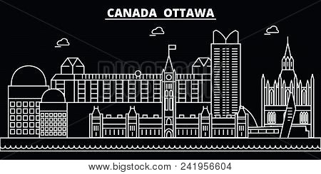 Ottawa Silhouette Skyline. Canada - Ottawa Vector City, Canadian Linear Architecture, Buildings. Ott