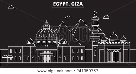 Giza Silhouette Skyline. Egypt - Giza Vector City, Egyptian Linear Architecture, Buildings. Giza Lin