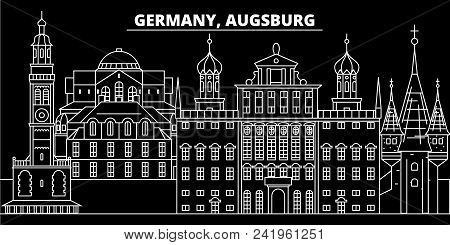 Augsburg Silhouette Skyline. Germany - Augsburg Vector City, German Linear Architecture, Buildings. 