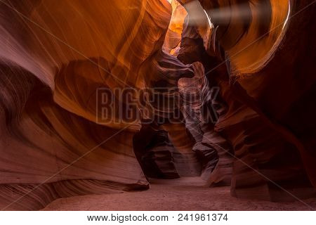 Upper Antelope Canyon In The Navajo Reservation, Page, Arizona, Usa. The Most Popular Location For P