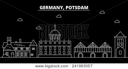 Potsdam Silhouette, Skyline. Germany - Potsdam Vector City, German Linear Architecture, Buildings. P