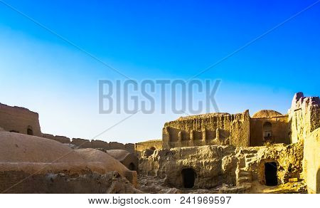 View On Ruins Of Ghoortan Citadell By Varzaneh In Iran
