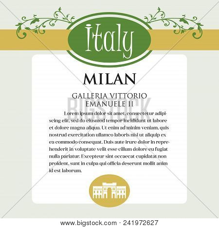Designe Page Or Menu For Italian Products. It Can Be A Guide With Information About Italian City Of 