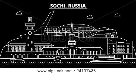 Sochi Silhouette Skyline. Russia - Sochi Vector City, Russian Linear Architecture, Buildings. Sochi 