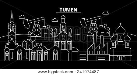 Tumen Silhouette Skyline. Russia - Tumen Vector City, Russian Linear Architecture, Buildings. Tumen 