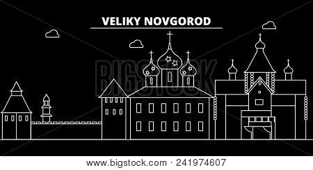 Velikiy Novgorod Silhouette Skyline. Russia - Velikiy Novgorod Vector City, Russian Linear Architect