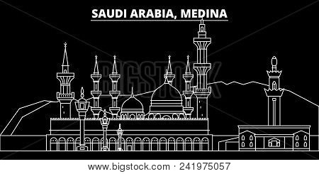 Medina Silhouette Skyline. Saudi Arabia - Medina Vector City, Saudi Arabian Linear Architecture, Bui