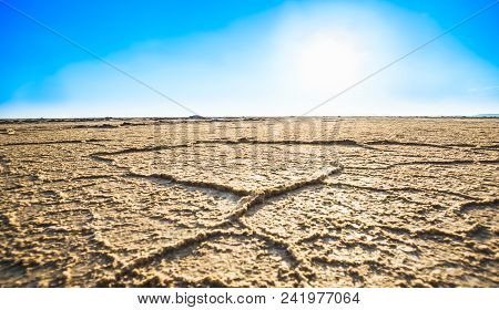 View On Erosion In The Desert By Salt Lake Of Varzaneh In Iran