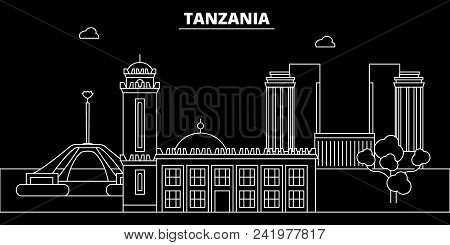 Tanzania Silhouette, Skyline, Vector City, Tanzanian Linear Architecture, Buildings. Tanzania Travel