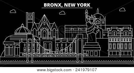 Bronx Silhouette Skyline. Usa - Bronx Vector City, American Linear Architecture, Buildings. Bronx Li
