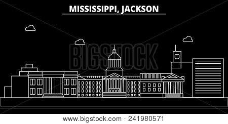Jackson Silhouette Skyline. Usa - Jackson Vector City, American Linear Architecture, Buildings. Jack