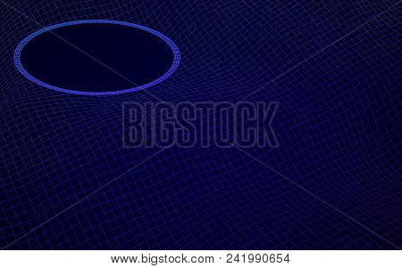 Abstract Landscape Background. Ready Template. Cyberspace Grid. Hi-tech Network. 3d Technology Illus