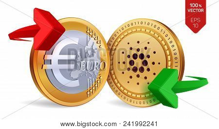 Cardano To Euro Currency Exchange. Cardano. Euro Coin. Cryptocurrency. Golden Coins With Cardano And
