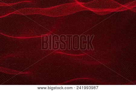 Abstract Landscape Background. Cyberspace Grid. Hi-tech Network. 3d Technology Illustration.