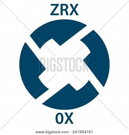 Zrx Coin Cryptocurrency Blockchain Icon. Virtual Electronic, Internet Money Or Cryptocoin Symbol, Lo