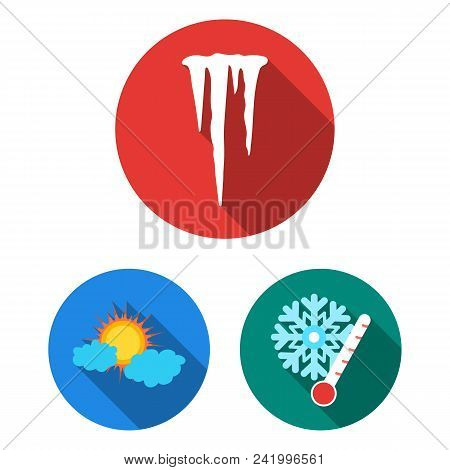 Different Weather Flat Icons In Set Collection For Design.signs And Characteristics Of The Weather V