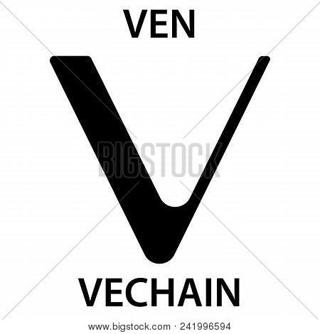 Vechein Cryptocurrency Blockchain Icon. Virtual Electronic, Internet Money Or Cryptocoin Symbol, Log