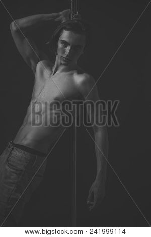 Face Fashion Boy Or Man In Your Web Site. Man Face Portrait In Your Advertisnent. Sexy, Attractive G