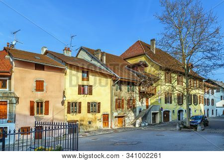 Street With Historical Houses In La Roche-sur-foron, France