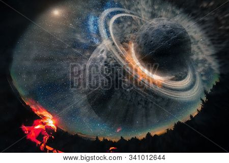 Landscape From The Earth To The Burning Planets Apocalipsis. Elements Of This Image Furnished By Nas
