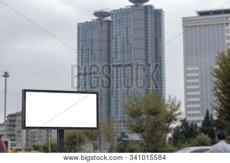 Close-up Advertising Sign. In White Background. Photographed On A Autumn Day.
