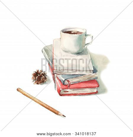 Notebooks, Books And Pencil, Christmas Tree Cone
