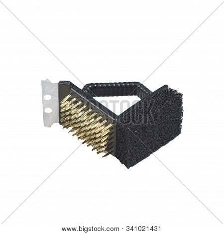Black Metal Brush With Sponge On White Background