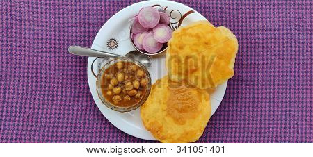 Chole Bhature: Indian Dish Spicy Chick Peas Curry Also Known As Chole Or Chana Masala Is Traditional