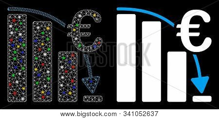 Glossy Mesh Euro Epic Fail Crisis Icon With Sparkle Effect. Abstract Illuminated Model Of Euro Epic 
