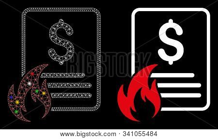 Glowing Mesh Hot Price List Icon With Glare Effect. Abstract Illuminated Model Of Hot Price List. Sh