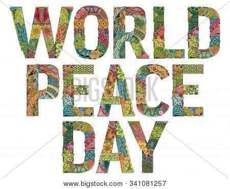 World Peace Day. Vector Decorative Zentangle Object