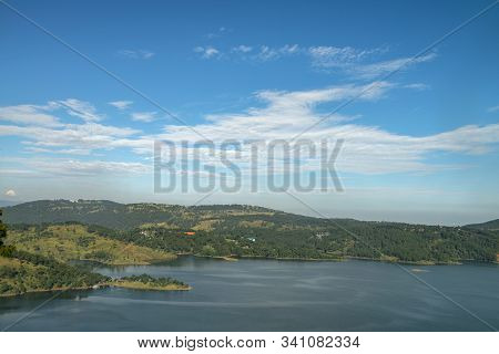 Distant View Of Umiam Lakereservoir In The Hills Created By Damming The River Umiam, Meghalaya, Indi