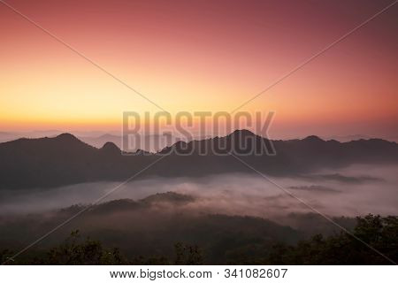 Beautiful Morning Mist And The Sunrise