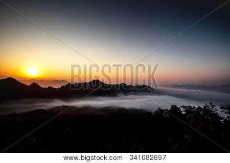 Beautiful Morning Mist And The Sunrise