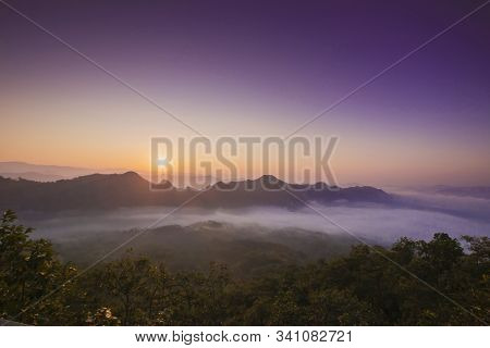 Beautiful Morning Mist And The Sunrise